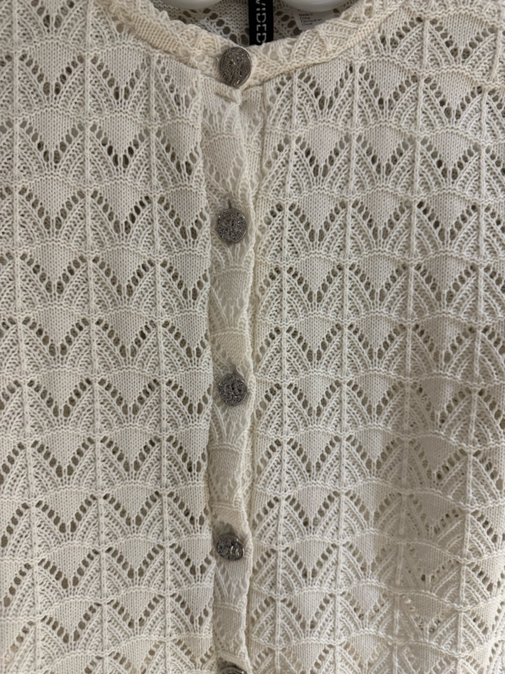 H&M Divided Cream / Ivory Open-Knit Button-Front Cardigan Size S - Picture 2 of 7